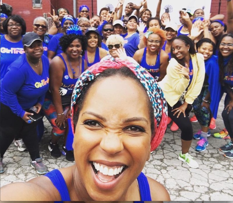 GirlTrek co-founder Vanessa Garrison and GirlTrekkers (courtesy of GirlTrek)